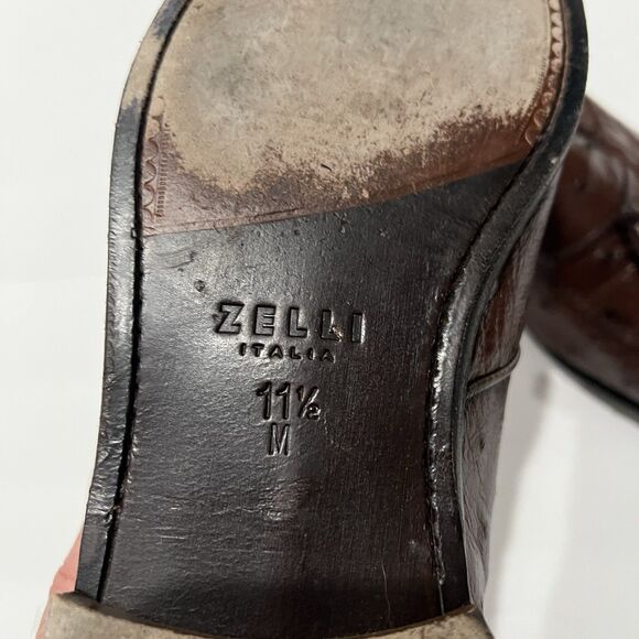 Zelli Franco Ostrich Quill Tassel Loafers in brown Size 11.5 - Picture 3 of 5